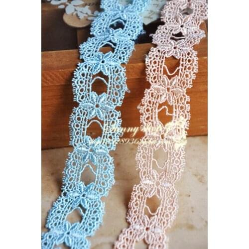 3 Meters Hollow Out Handmade diy Clothes Accessories Lace Trim Embroidery Yellow Pink Green Pretty Lace Ribbon Fabric 2.8cm