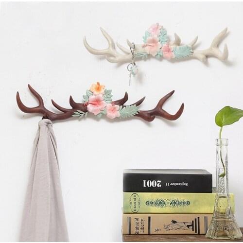 IAMPRETTY American Style Antlers Hooks Wall Decor Hanging Coat Hook Wood Coat SundriesTools Hanger Wall Mounts Room Racks