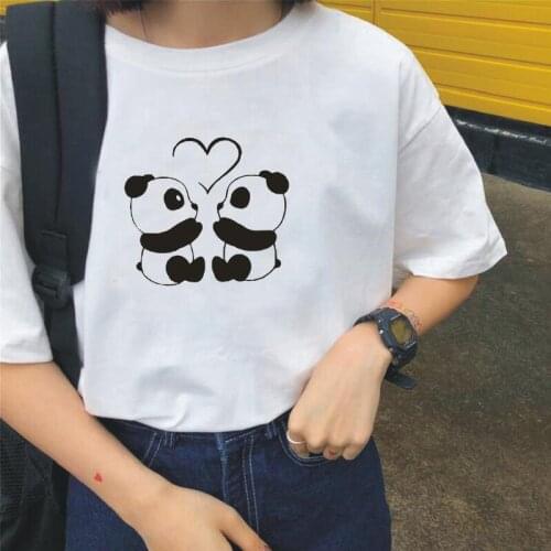 Summer Casual Tshirt Short Sleeve Harajuku Tee Shirt Femme Cuet Panda Cartoon Animal Print T Shirt Women Tops Camiseta Mujer
