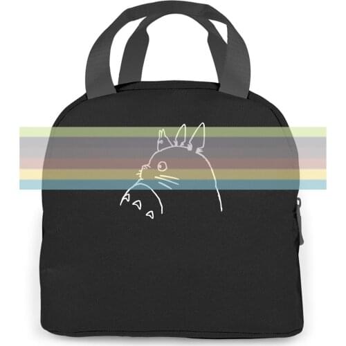 Miyazaki Hayao Totoro Black women men Portable insulated lunch bag adult