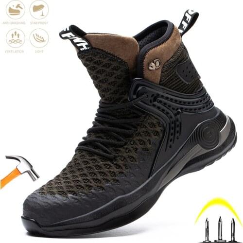 Fashion Mens Safety Work Shoes Indestructible Steel Toe Cap Boot Anti-smashing Anti-piercing Light Construction Comfort Sneakers