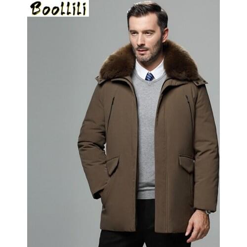 2020 Winter Warm Mens White Duck Down Jacket Fashion Casual Big Fur Collar Thicken Hooded Jackets and Coats Male
