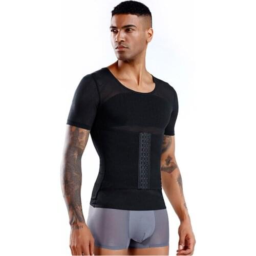 Mens Slimming Shaper Waist Trainer Posture Vest Male Belly Abdomen Compression Body Building Fat Burn Chest Tummy Shirt Corset