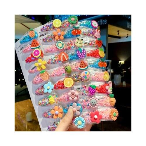 High Quality 10/20PCS/Set Cute Girls Sequins Hairpin Set Colorful Cartoon Flower Fruits Hair Clip Ornament Hair Accessories