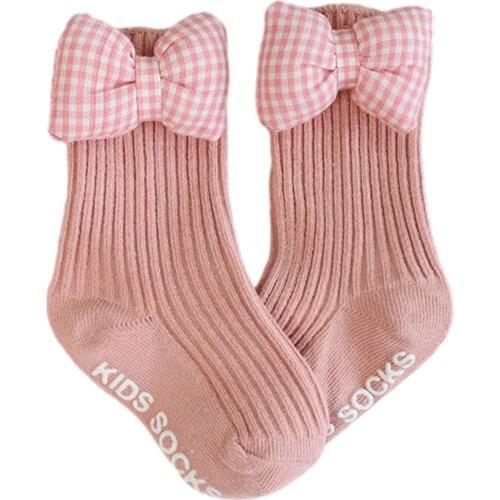 Newborn Baby Girls Cotton Socks Anti-Slip Autumn Spring Warm Soft Ribbed Cartoon Pattern Infant Toddler Children Socks 0-3T