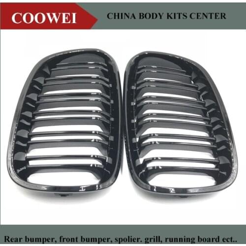 One Pair Front Gloss Black Racing Grilles For BMW 1 Series pre-LCI F20 2011-2014 116i 118i