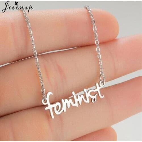 Stainless Steel Letter Feminist Necklace Women Female Strong Woman Girls Power Fashion Jewelry Best Friend Pendants Necklaces