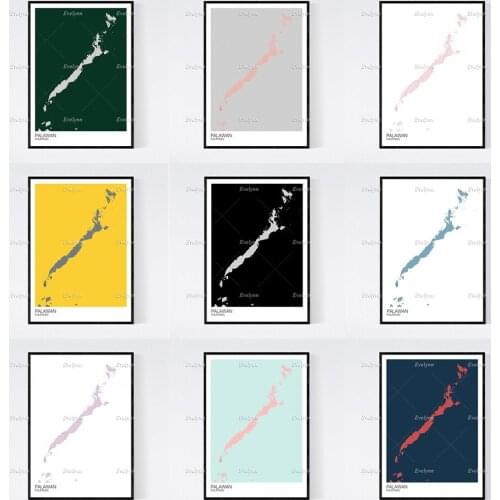 Palawan, Philippines Map Nordic Retro Minimalism Painting Posters and Prints on Canvas Wall Art Modular Pictures Home Decor