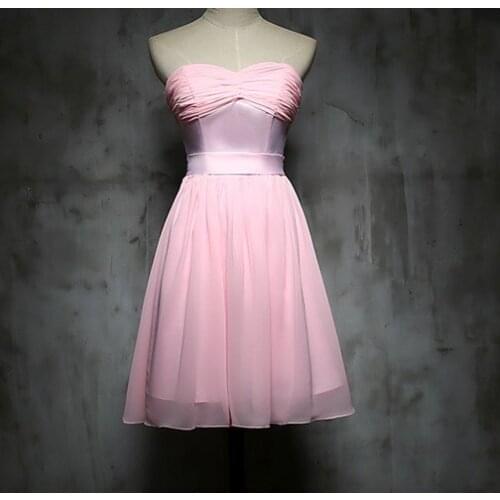 Clearance Chiffon Bridesmaid Dress Short Pink Bridesmaid dresses wedding party graduation dress Sweet Memory SW1810
