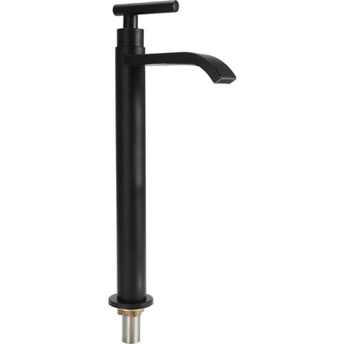 Single Cold Black Bathroom Basin Faucet European Style Cold Water 304 Stainless Steel Art Basin Faucet Bathroom Accessories