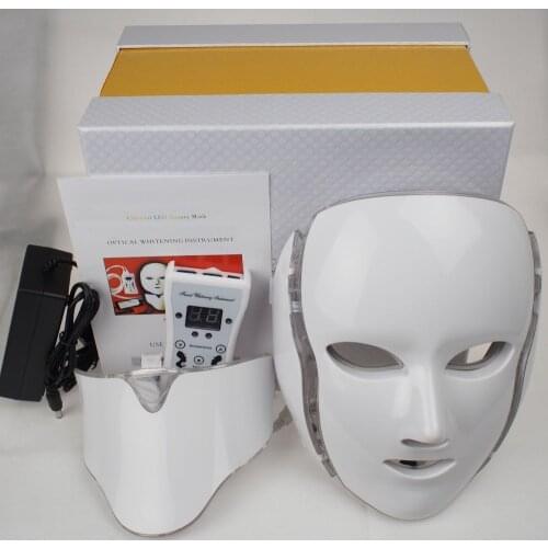 7 Colori Della Luce LED Maschera Per il Viso Con La Pelle del Collo Terapia di Bellezza Trattamento Anti Acne Sbiancamento Della