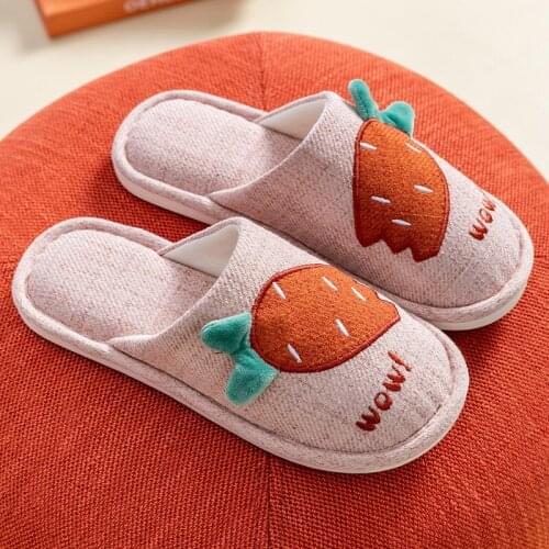 Women Autumn Winter Slippers Home Shoes Cute Carrot Lady Casual Footwear Cotton Floor Slipper Couple Flat Indoor Comfort Slides