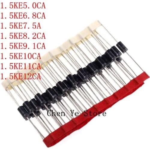 200PCS TVS Diode 1.5KE5.0CA 1.5KE6.8CA 1.5KE7.5A 1.5KE8.2CA 1.5KE9.1CA 1.5KE10CA 1.5KE11CA 1.5KE12CATransient Voltage Suppressor