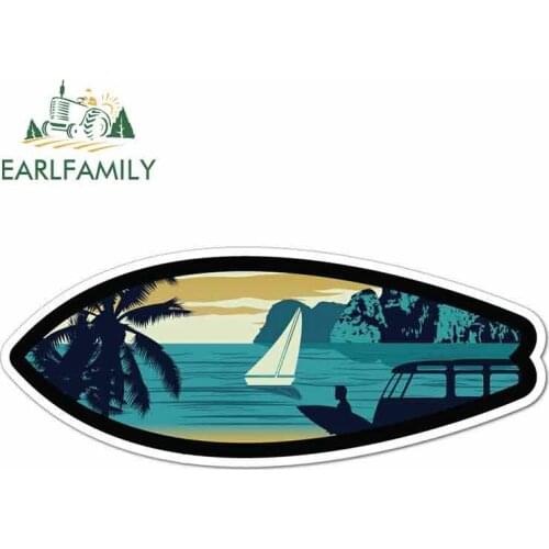 EARLFAMILY 13cm x 13cm For Ocean Sport Beach Surf Sunset Creative Vinyl Car Stickers Custom Printing Fashion Car Accessories