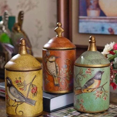 Vintage Ceramic Kitchen Canister Jars Storage Bottles Retro Tea Candy Tin Sugar Pot Organizer Painted Storage Jar Cans Cooking