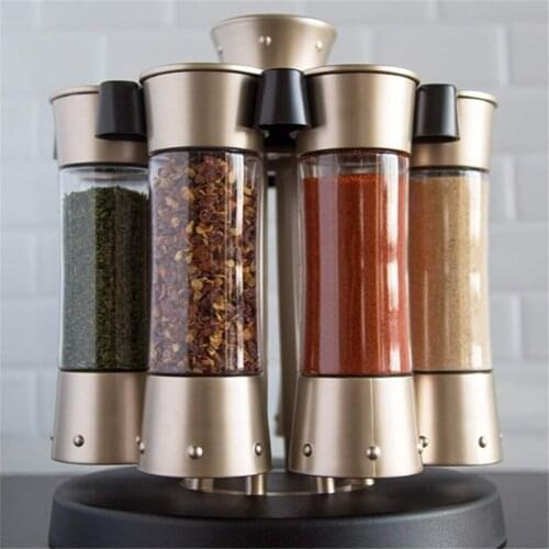 8Pcs/Set Revolving Spice Racks Free Standing Multi-Purpose 360 Rotating Rack Seasoning Jar for Kitchen Spices Container Tools