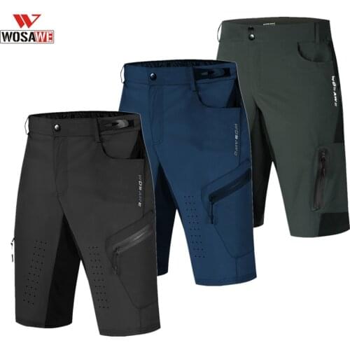 WOSAWE Mens MTB Cycling Shorts Reflective Breathable Water Repellent Bicycle Shorts Loose Downhill Shorts Bermuda Ciclismo