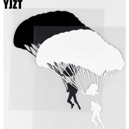 YJZT 13.8×15.3CM Personalized Car Sticker Vinyl Decal Extreme Sport Parachute Jump Black / Silver 10A-0482