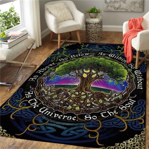 Yoga life Tree Rug Square Anti-Skid Area Floor Mat Rug Non-slip Mat Dining Room Living Room Soft Bedroom Carpet 03