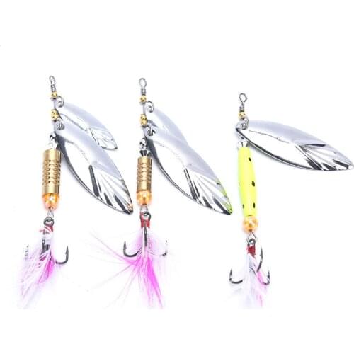 1PCS Metal Spinner Bait with Feather Spoon Fishing Lure 7g 10g Arttificial Bass Pike Hard Bait Hook Wobbles Sea Tackle Pesca