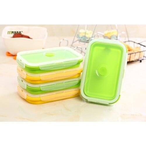 1PC New Silicone Collapsible Portable Lunch Bowl Bento Boxes Folding Food Storage Container Lunch Case 750ml Eco-Friend LB 334