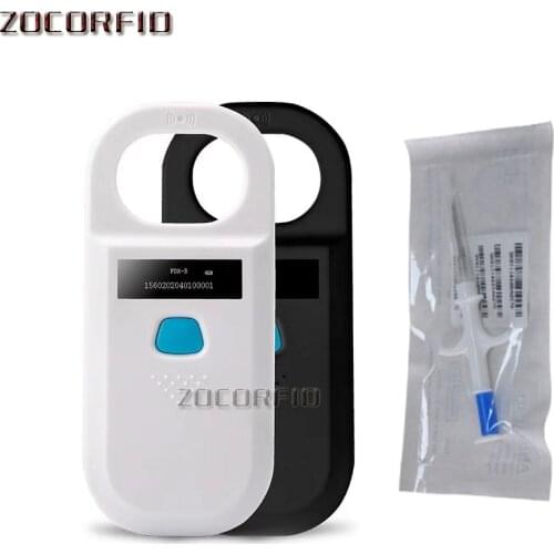 10pcs tag+1pet scanner ISO11784/5 FDX-B Animal pet id reader chip transponder USB RFID handheld microchip scanner for animal