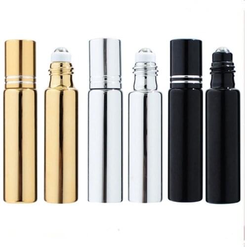 100pcs 10ml Essential Oil Bottle Stainless Steel Roller Ball Bottle Perfume Glass Bottle Travel