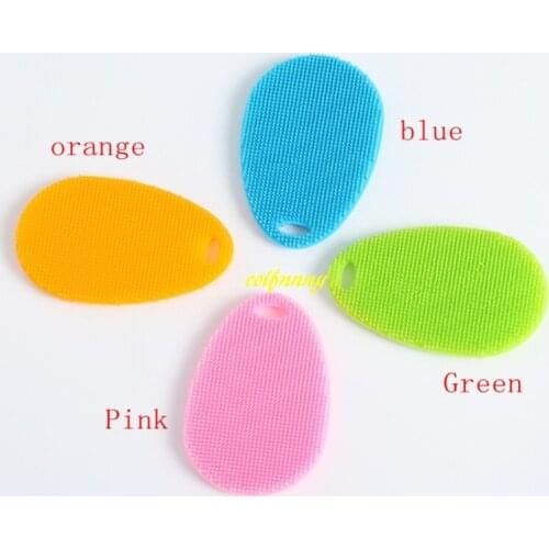 100pcs/lot Fast shipping Silicone Brush Magic Dish Bowl Pot Pan Wash Cleaning Brushes Cleaner Scouring Pads Kitchen Accessories
