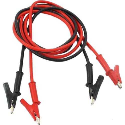 2pcs/lot Insulated Alligator Clip Test Cable Leads Double-ended Crocodile Clips Test Jumper Wire 1m Black & 1m Red