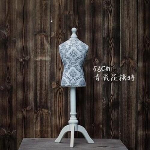 56cm Celadon flower Jeweller Female body mannequin Earring Necklace Display weeding cloth Holder base wood storage rack 1pc D213