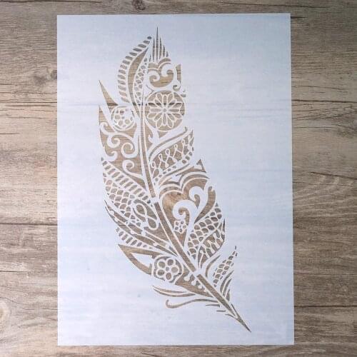 A4 A3 A2 Size DIY Craft Layering Mandala Feather Stencil For Wall Painting Scrapbooking Album Decorative Embossing Paper Card