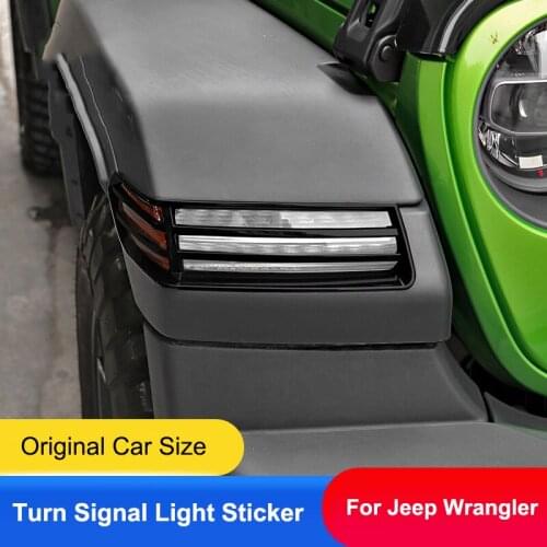 QHCP Car Wheel Eyebrow Light Frame Cover Wheel Lampshade Lamp Hoods Headlight Turn Signal Sticker For Jeep Wrangler JL 2018 2019