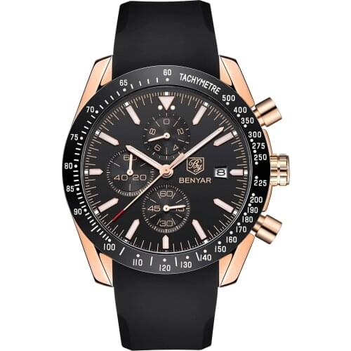 BENYAR Luxury Brand Mens Sports Chronograph Watch Waterproof Automatic Date Fashion Quartz Clock Relogio Masculino