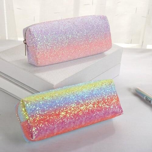 Pencil Cases Material Escolar Laser Korean Stationery Kawaii Pen Case Bags Pouch School Supplies Sequin Colorful Storage Bag