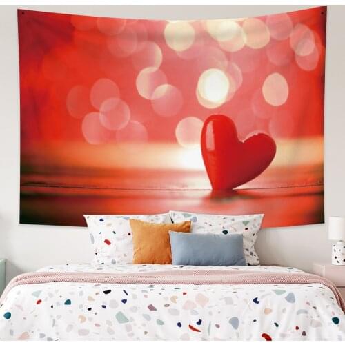 Valentines Day LOVE Red Tapestry Vintage Exotic Summer Plant Nature Frame for Bedroom Photography Wall Decor