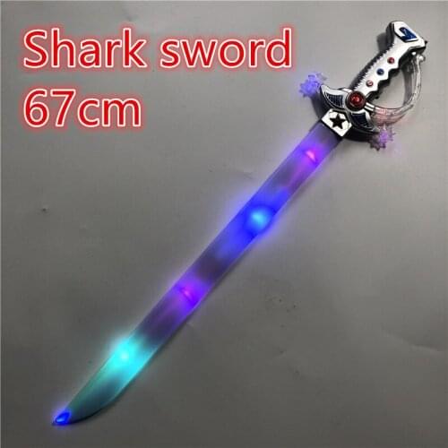Eletronic Lightsaber Induction Shark sword Flashing Cutlass Simulation Plastic Light Toys Sword Children cosplay Props 67cm