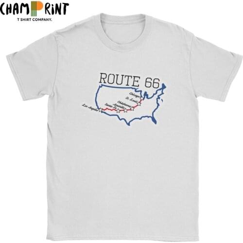 Fashion Route 66 Road Highway T-Shirts for Men Round Collar 100% Cotton T Shirts Short Sleeve Tee Shirt Gift Idea Clothes