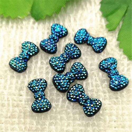 50PCS 7*12mm Mixed Color Flatback Bow Tie Resin Rhinestone DIY Decoratio