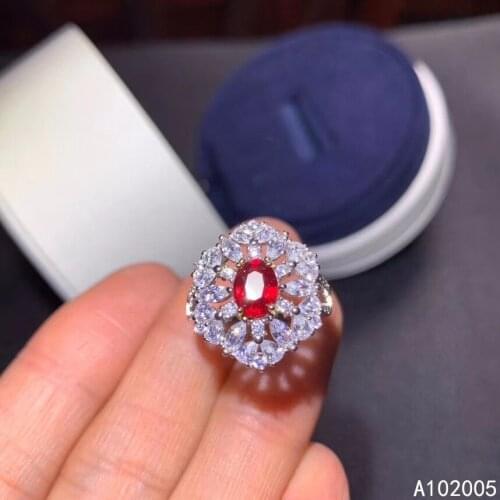 KJJEAXCMY fine jewelry 925 sterling silver inlaid natural adjustable ruby new Female ring noble Support test luxury