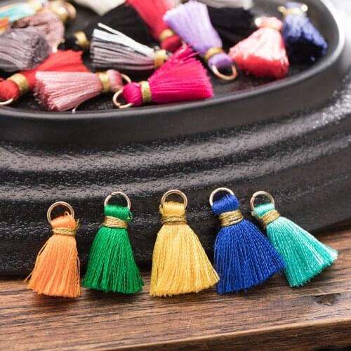40Pcs 2.5cm Gold Thread Hanging Ring Tassel Trim Pendant DIY Craft Jewelry Earrings Bookmark Clothing Curtains Ornaments Tassels