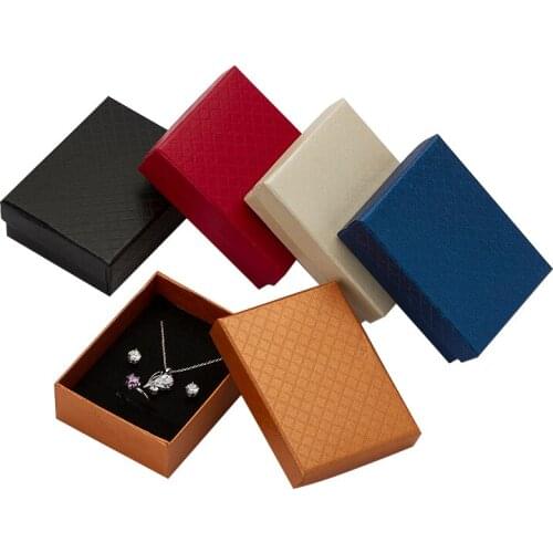24 Pcs Custom Logo Jewelry Box 7x9x2.7 cm Gift Box for Necklace/Earring/Ring Sets Packaging Gift Jewellery Box Display Cases