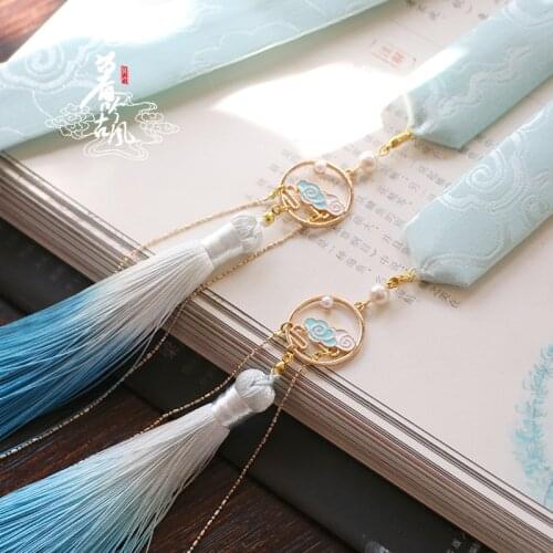 Mo e Chinese Clothing Antique Style Ancient Costume for Both Men And Women Moire Tassels Hair Accessories Hair Band