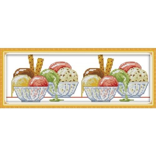 Ice cream cross stitch kit food drinks still life Aida count 14ct 11ct printed embroidery DIY handmade needlework supplies bag