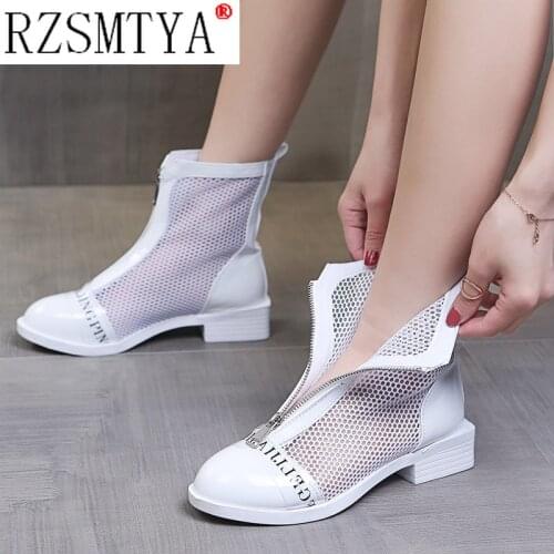 2021 Summer Boots New Hollow Out Women Sandals Fashion Breathable Mesh Shoes Ankle Cool Boot with Bandage Women Martin Boots