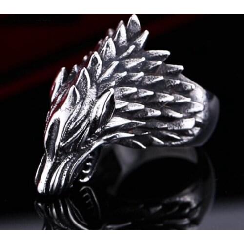 New Movies Wolf Head Rings For Biker Men Size 7-15 Punk Style 316 Stainless Steel Game Wolf Animal Jewelry