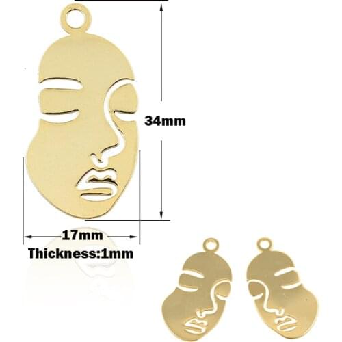Abstract Face Pendant DIY Gold Earring Bracelet Necklace Making Accessories Exquisite Facial Charm