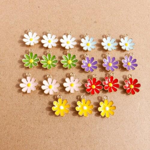 10pcs 15*18mm Candy Color Enamel Daisy Flower Charms for Jewelry Making DIY Pendant Necklaces Earrings Keychain Crafts Accessory