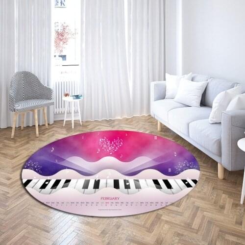 Polyester Area Rugs Anti Slip Round Mats 3D Print Guitar Bathroom Rugs Girls Yoga Mats Home Decor Carpet for Living Room Bedroom