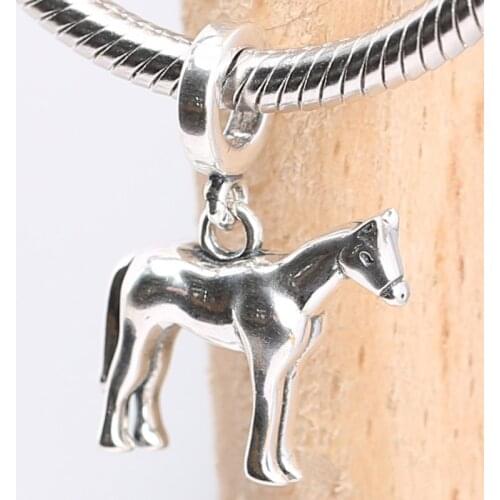 S925 Silver Animal Bead Charm Vintage Cute Horse Pendant Beads for Women Bracelet & Bangle DIY Jewelry