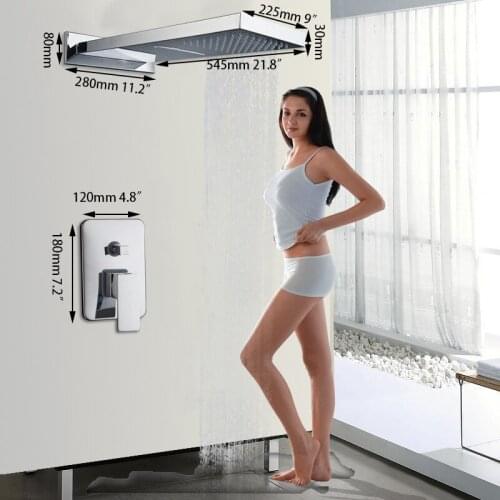 KEMAIDI Bathroom Concealed Shower Sets Luxury Rain Waterfall Shower With Two Function Shower Mixer Shower Bath